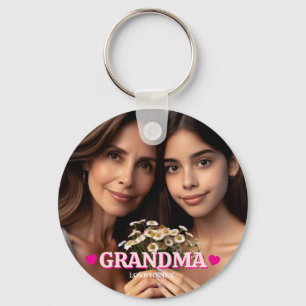 Cute Custom Photo Keepsake Grandma Grandpa Gift Key Ring