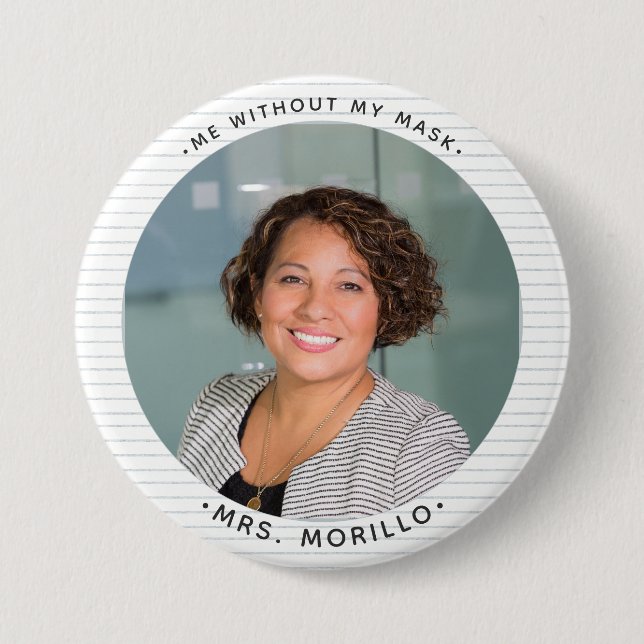 Cute Custom Photo Teacher ID notebook paper 7.5 Cm Round Badge (Front)