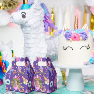 Cute Custom Photo Unicorns, Doughnuts & Ice Cream Favour Box
