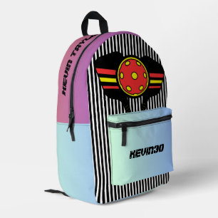 Cute custom pickleball player stripes gradient printed backpack