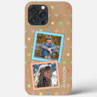Cute Custom Polkadots Pattern On Faux Kraft Paper