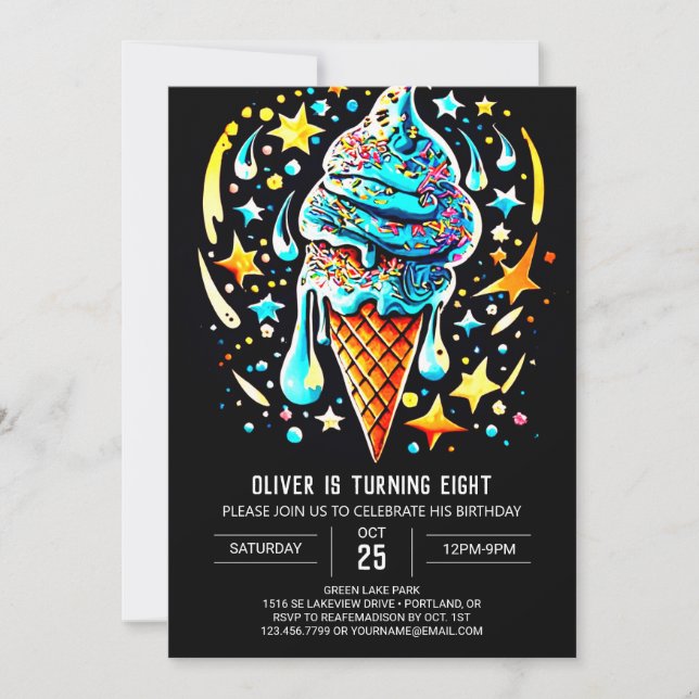 Cute Custom Popsicle Boy Ice Cream Birthday Invitation (Front)