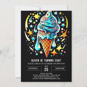 Cute Custom Popsicle Boy Ice Cream Birthday Invitation