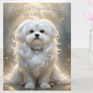 Cute Custom Princess Maltese Dog Birthday Card