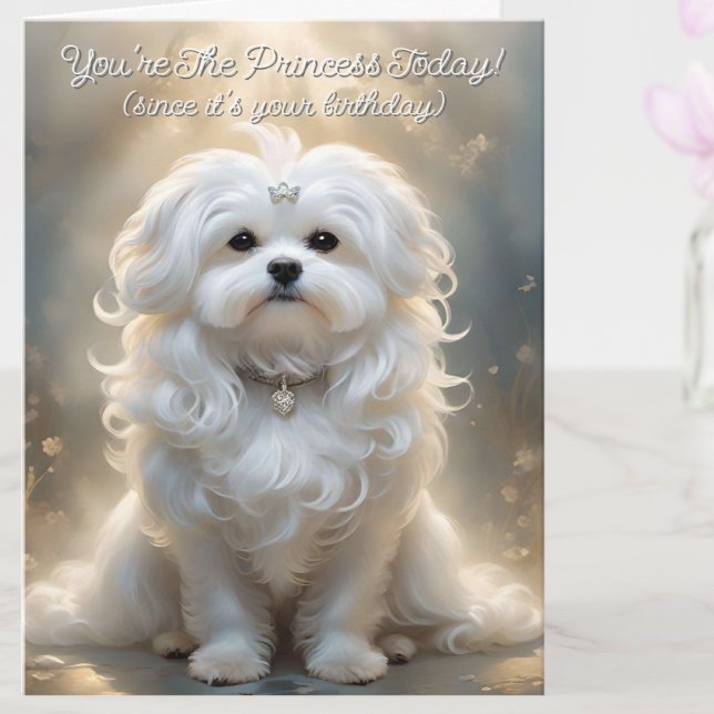 Cute Custom Princess Maltese Dog Birthday Card (Creator Uploaded)