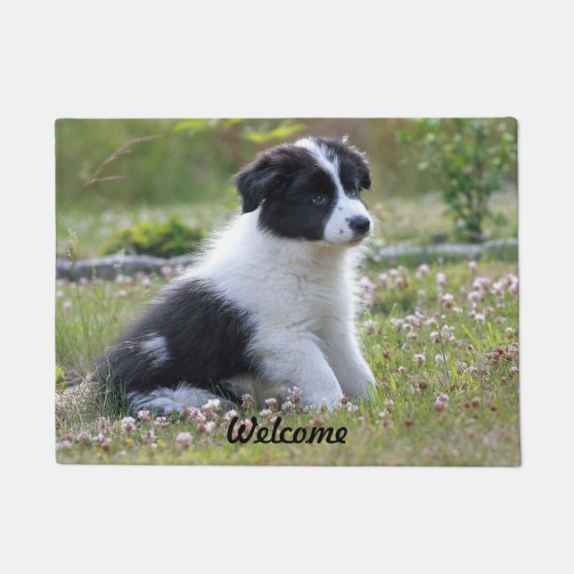 Cute Custom Puppy Welcome Doormat (Front)