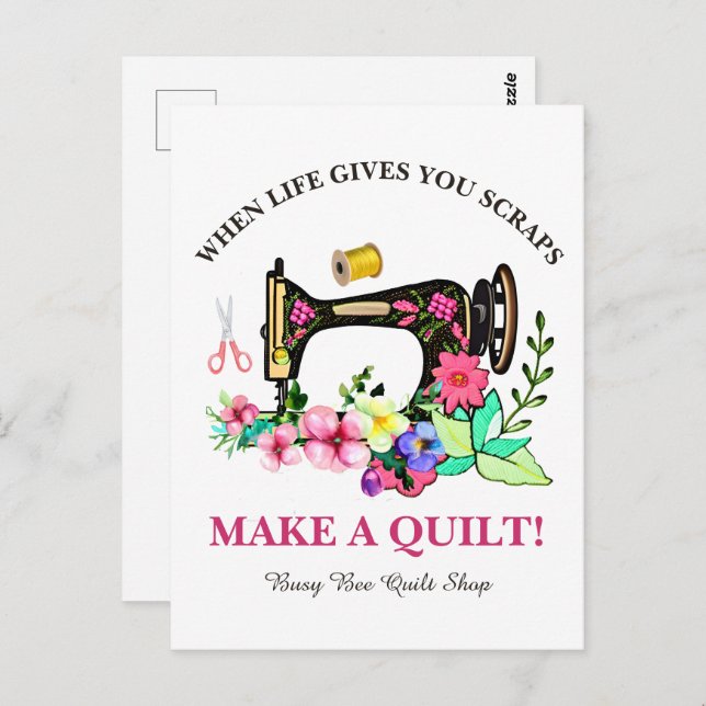Cute Custom Quilt Shop Postcard (Front/Back)