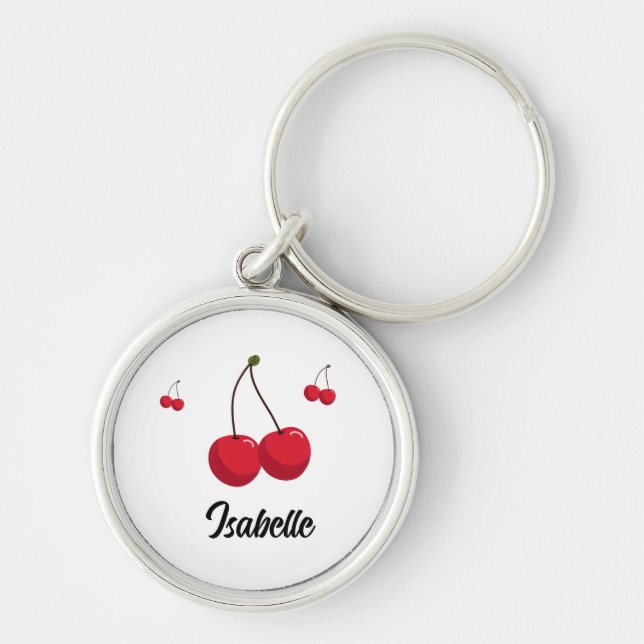 Cute Custom Red Cherry  Key Ring (Front)