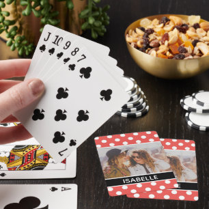 Cute Custom Red Polka Dot Photo Personalised Playing Cards