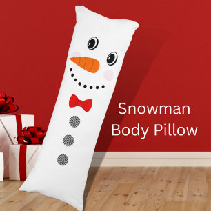 Cute Custom Snowman with Red Bowtie  Body Cushion