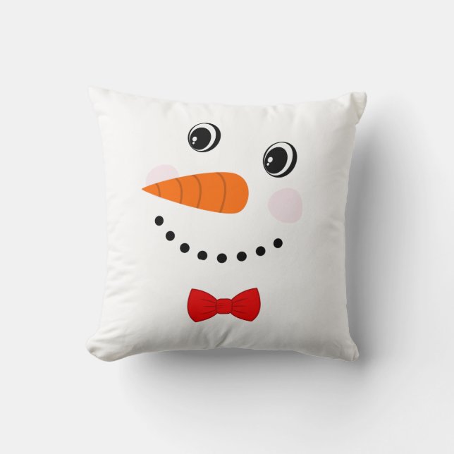 Cute Custom Snowman with Red Bowtie  Cushion (Front)