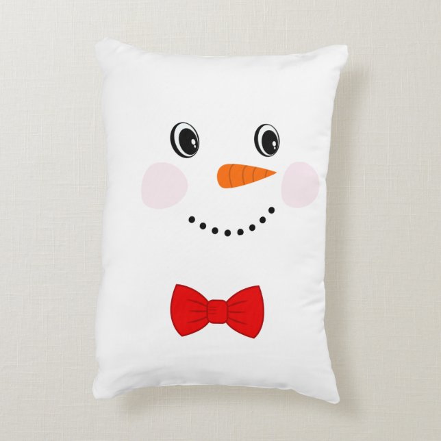 Cute Custom Snowman with Red Bowtie  Decorative Cushion (Back(Vertical))