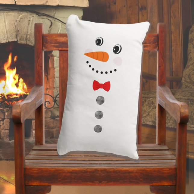 Cute Custom Snowman with Red Bowtie  Lumbar Cushion (Creator Uploaded)
