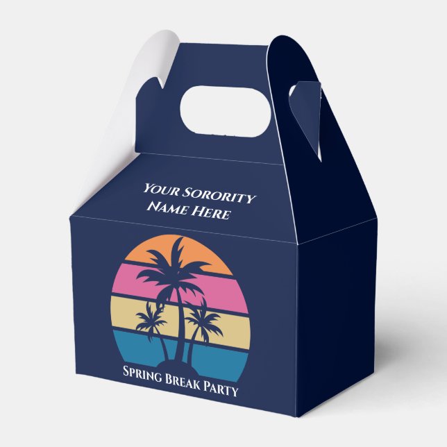 Cute Custom Sorority Spring Break Beach Party Favour Box (Front Side)