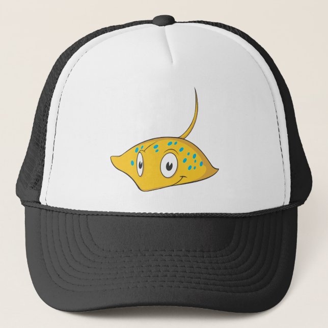 Cute Custom Stingray Cartoon Shirt Trucker Hat (Front)