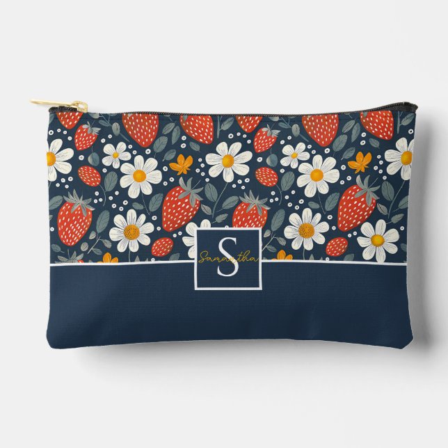 Cute Custom Strawberry  Pattern Accessory Pouch (Front)