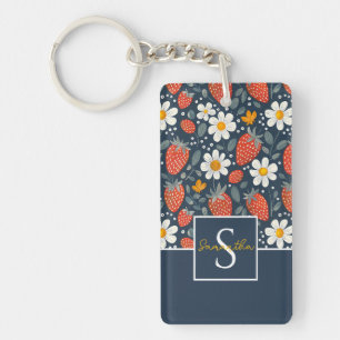 Cute Custom Strawberry Pattern Key Ring