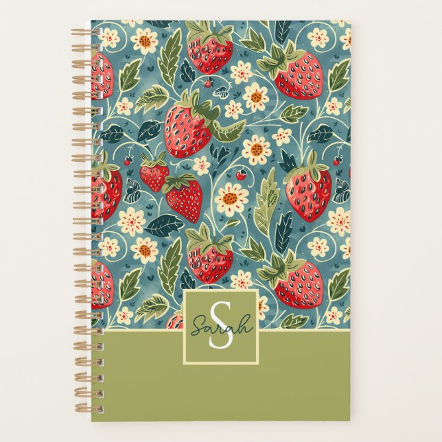 Cute Custom Strawberry  Pattern Planner (Front)