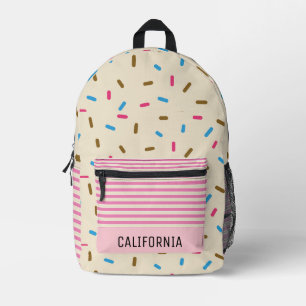 Cute custom Strewberry ice cream Sweets Pink Printed Backpack
