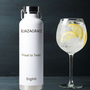 Cute Custom Subject Teacher Insulated  Water Bottle