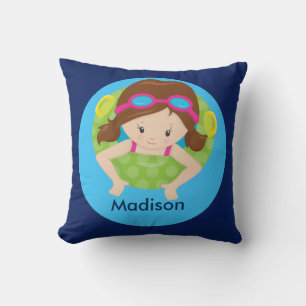 Cute Custom Swim Girl Cushion