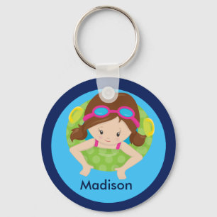 Cute Custom Swim Girl Key Ring