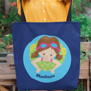 Cute Custom Swim Team Girl Tote Bag