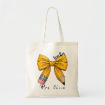 Cute Custom Teacher Pencil Bow Appreciation Gift