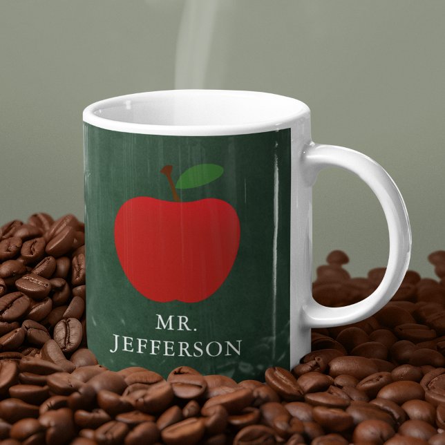Cute Custom Teacher Red Apple Chalkboard Coffee Mug (Creator Uploaded)
