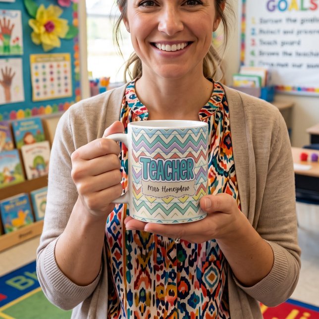 Cute  Custom Teacher Retro School Pattern  Coffee Mug (Creator Uploaded)
