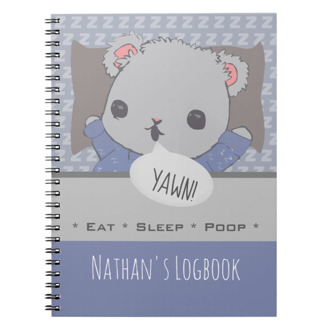 Cute Custom Teddy Bear Baby Logbook Notebook (Front)