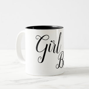 Cute Custom Text & Colour Females Rock Girl Boss Two-Tone Coffee Mug