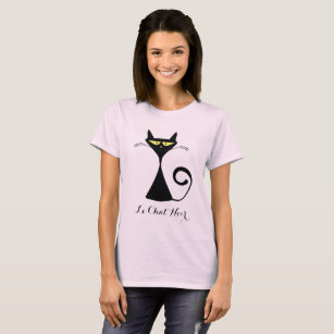 Cute Custom Text/Colour Le Chat Noir Black Cat T-Shirt