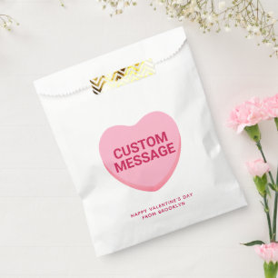 Cute custom text message pink conversation heart favour bag