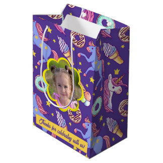 Cute Custom Unicorns, Doughnuts & Ice Cream Medium Gift Bag