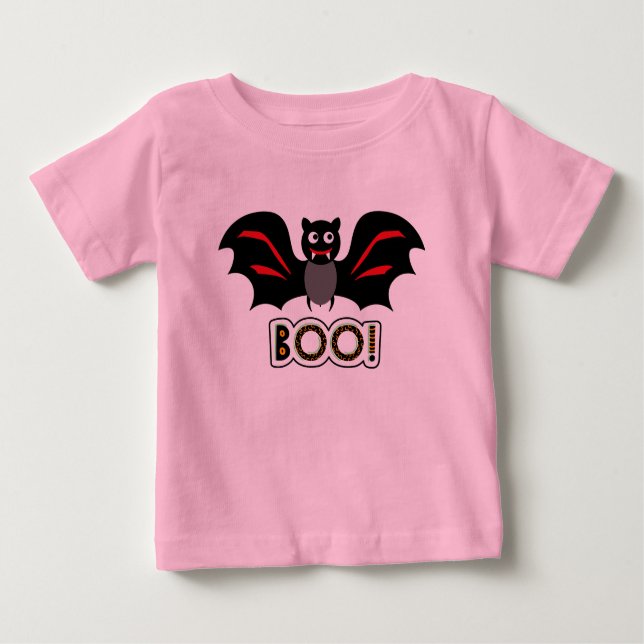 Cute Custom Vampire Bat Boo Halloween toddler Baby T-Shirt (Front)