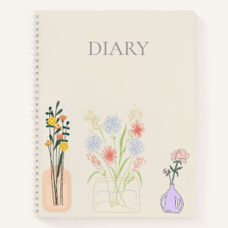 Cute custom watercolor floral Pink Diary Notebook