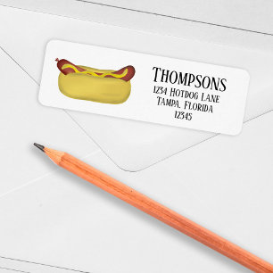 Cute Custom Whimsical Hot Dog   Return Address Label