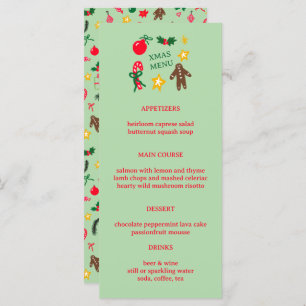 Cute CUSTOM XMAS Christmas Holiday Dinner Party Menu