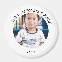 Cute Custom Year Name Round Birthday Party Photo
