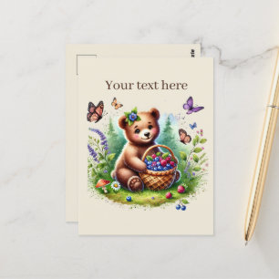 Cute customisable animal lovers bear postcard
