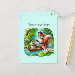 Cute customisable animal lovers canoeing  postcard