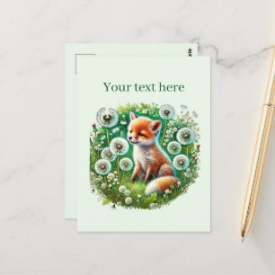 Cute customisable animal lovers fox postcard
