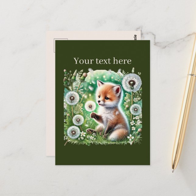 Cute customisable animal lovers postcard (Front/Back In Situ)