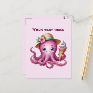 Cute customisable beach octopus  postcard