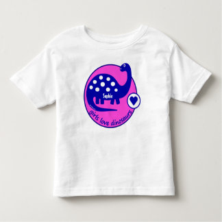 Cute Customisable Bright Pink Dinosaur for Girls Toddler T-Shirt