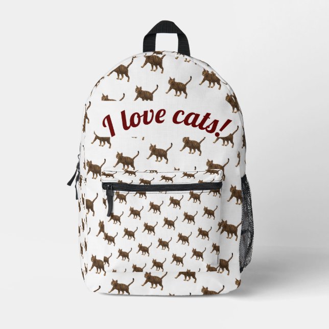 Cute Customisable Cats Themed Printed Backpack (Front)