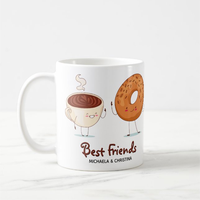 Cute Customisable Coffee Doughnut BFF Best Friends Mug (Left)