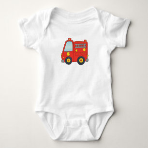 Cute Customisable Firetruck Baby Bodysuit