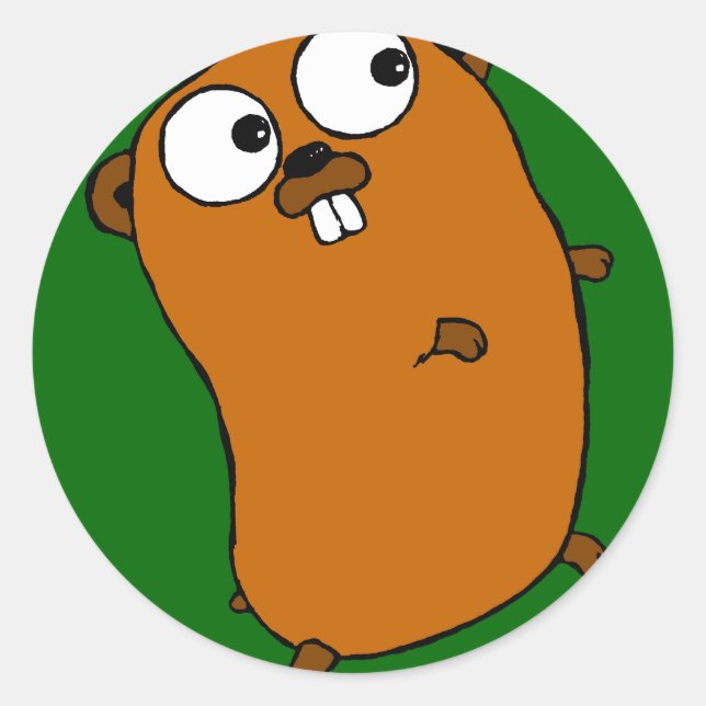 cute customisable gopher classic round sticker (Front)